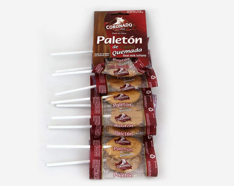 Coronado Paleton De Cajeta Quemada Mexican Goat Milk Candy Lollipops 10 Pcs Paleta