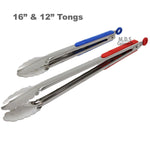 Stainless Steel BBQ Grilling Tongs 12" 16" Outdoor Portable Scissor Kitchen Serving Tongs