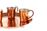 Shot Glass 100% Pure Hammered Copper Five Piece Set with Plate Mescalero Tequilero