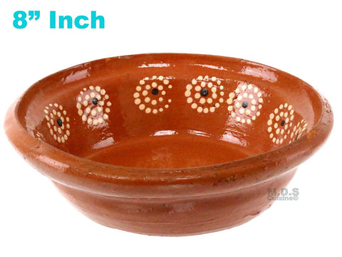 Plato Pozolero de Barro 8" Mexican Soup Bowl Traditional Clay Lead Free Artisan Artezania