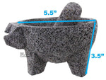 Molcajete PigHead 5.5” Mini Mortar & Pestle Salsera Salsa Guacamole Tejolote Metlapil Lavastone Aztec Mayan Toltec Volcanic Rock Ancient Traditional Pre-Hispanic Antique Grinding Stone Metlapil Bowl