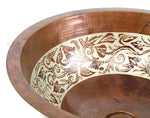 Sink Round Circular Engraved Floral Hand Hammered Artisan Copper Cobre Extra Deep Luxor Modern Bathroom Antique Style Sink