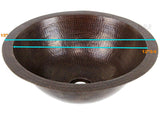 Sink Round Circular Hand Hammered Artisan Copper Cobre Extra Deep Luxor Modern Bathroom Antique Style Sink Sumidero