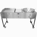 Ematik Catering Cart 24” Griddle 100% Pure Heavy Duty Gauge Steel Commercial Stainless Steel Taco Cart with Steamer and Concave Comal