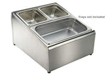 Condiment Holder 18/8 100% Durable Stainless Steel Heavy Duty Commercial Grade Condiment Dual Opening Table-top Platform Rack for Steam Table Trays