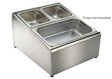 Condiment Holder 18/8 100% Durable Stainless Steel Heavy Duty Commercial Grade Condiment Dual Opening Table-top Platform Rack for Steam Table Trays