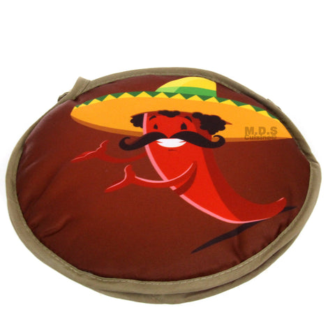 Tortilla Warmer 10” Microwavable Fabric 2 Sided Mexican Red Peppers and Cactus I