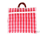 Shopping Bags Mercado Mexican Tote Grocery Handmade 15.5” X 12.5" Carrying Assorted Flannel Colored Mesh Reusable Market Bag Cocina Mexicano ((M) Red Mexican Handbag)