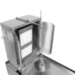 Ematik Trompo para Tacos Al Pastor Stainless Steel Cart with Traditional 8 Ceramic Bricks and Tray Heavy Duty Propane Gas Burner