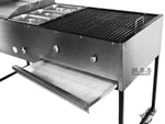 Ematic Catering Cart 24” Griddle 100% Pure Heavy Duty Gauge Steel Commercial Stainless Steel Taco Cart with 3 Steamers and 24" Grill 3 in 1