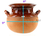 Olla De Barro Frijolera Brown Gloss Finish 6.5 Qt. Canterito Traditional Decorative Artisan Artezenia Lead Free Fishbowl