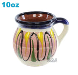 Taza Mug de Barro 10 Oz Colorful Festive Hand Painted Traditional Mexican Artisan Artezenia Ponchero Champurrado Hot Chocolate Tepache (Brown, Brown)