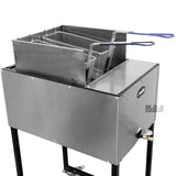Ematic- Deep Fryer Stainless Steel 21 Qt. Dual Basket Commercial Grade Catering Cart