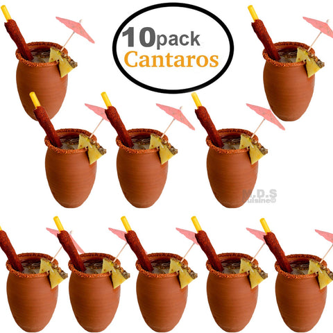 Cantarito De Barro 12 Oz Jarrito Loco Traditional Authentic Margarita Michelada Mexican Lead Free Red Clay ((2) Cantaritos)