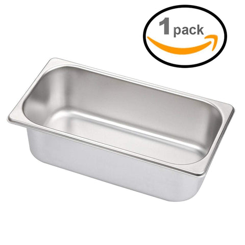 Steamer Tray Lid 3Qt 13" 1/3 Stainless Steel Durable Heavy Duty Gauge Heating Steam Table Food Warmer Pans Lids (1 Steamer Tray)