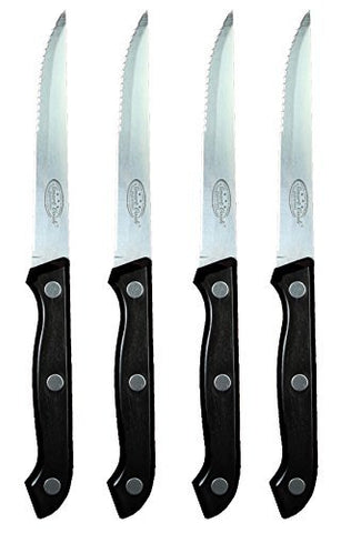 Steak Knives 4pc Set Stainless Steel 1/2 Serrated 1/2 Straight Blade Never Need Sharpening