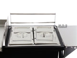 Taco Cart with Griddle 18x16 Stainless Steel, Double Deep Fryer, 2 Deep Trays & Stove All 3 in 1