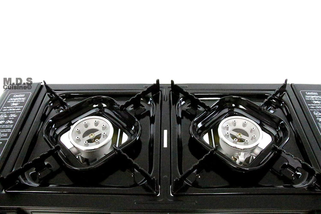 Choice Portable 5-Piece Cooking Kit with Butane Double Burner Range & 2  Pans - 16,000 BTU