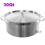 Dutch Oven Pot 30 Qt Heavy Duty Commercial Restaurant Capsulated Bottom w/Lid Traditional Olla Brushed Stainless Steel Low Pot Stockpot
