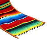 Ematik Serape Traditional Vibrant Colorful 100% Mexican Table Runner Zarape Throw Blanket Table Linen from Saltillo Coahuila Fiesta (Cobalt Blue)