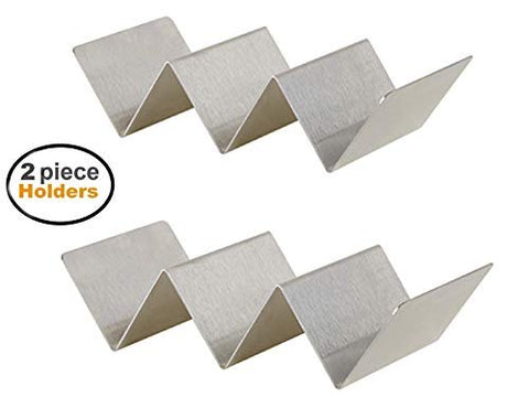 Taco(s) Holder Stainless Steel 9” Restaurant Commercial 2-3 Slot Mexican Taco Serving Display Rack ((2) Taco Holders)