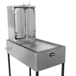Ematik Trompo para Tacos Al Pastor Stainless Steel Cart with Traditional 8 Ceramic Bricks and Tray Heavy Duty Propane Gas Burner