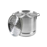 Stock-Pot 8 Qt Aluminum Steam-Pot with Steamer Rack TamalesHeavy Duty Commercial Kitchen Restaurant Olla
