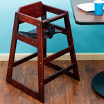 High Chair Kids Mahogany WoodenCommercial Kitchen Restaurant Supply Booster Seat with Straps