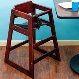 High Chair Kids Mahogany WoodenCommercial Kitchen Restaurant Supply Booster Seat with Straps
