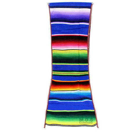 Ematik Serape Traditional Vibrant Colorful 100% Mexican Table Runner Zarape Throw Blanket Table Linen from Saltillo Coahuila Fiesta (Cobalt Blue)