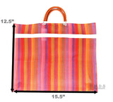 Shopping Bags Mercado Mexican Tote Grocery Handmade 15.5” X 12.5" Carrying Assorted Flannel Colored Mesh Reusable Market Bag Cocina Mexicano ((M) Orange Mexican Handbag)