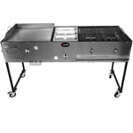 Ematic Catering Cart 24” Griddle 100% Pure Heavy Duty Gauge Steel Commercial Stainless Steel Taco Cart with 3 Steamers and 24" Grill 3 in 1