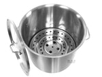Stock Pot 24 Qt Stainless Steel Commercial Heavy Duty Steamer Pot Kitchen Restaurant Olla Steamer Pot with Lid (24 Qt StockPot with Steam Rack)