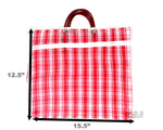 Shopping Bags Mercado Mexican Tote Grocery Handmade 15.5” X 12.5" Carrying Assorted Flannel Colored Mesh Reusable Market Bag Cocina Mexicano ((M) Red Mexican Handbag)
