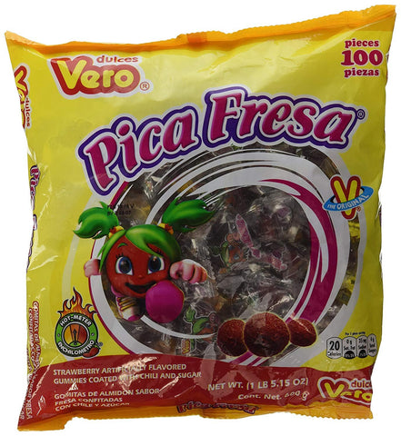 Vero Pica Gomas Chili Flavor Gummy Mexican Candy,100 Pieces,1 LB,5.15 OZ