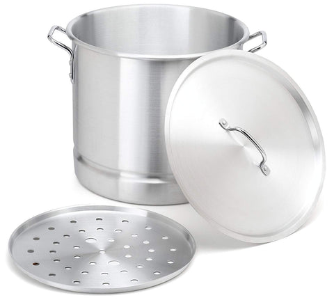 Stock-Pot 16 Qt Aluminum Steam-Pot with Steamer Rack Tamales Heavy Duty Commercial Kitchen Restaurant Olla