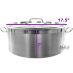 Dutch Oven Pot 30 Qt Heavy Duty Commercial Restaurant Capsulated Bottom w/Lid Traditional Olla Brushed Stainless Steel Low Pot Stockpot