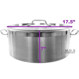 Dutch Oven Pot 30 Qt Heavy Duty Commercial Restaurant Capsulated Bottom w/Lid Traditional Olla Brushed Stainless Steel Low Pot Stockpot