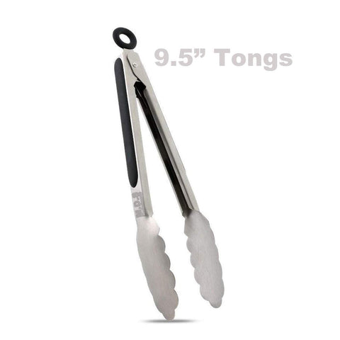 Ematik Tongs 9.5" Stainless Steel Durable Locking BBQ Grilling Tong Serving Kitchen Restaurant Serve-Ware
