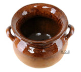 Olla Frijolera De Barro 1.5 Qt. Mini Traditional Handmade Mexican Authentic Artisan Barro Clay 100% Lead Free Stockpot with Brown Glaze Interior Finish