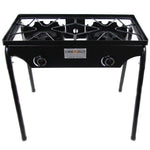 Double Two Burner Stove Heavy Duty Outdoor  Stand Portable BBQ Grill Camping NEW