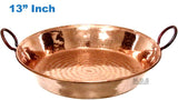 Paella Pan 13” Cazuela De Cobre 100% Pure Hammered Handmade Copper Classic Traditional Spain Cazo Cazuela Para Seafood