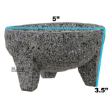 Molcajete 5" Mortar & Pestle Salsera Salsa Guacamole Tejolote Metlapil Lavastone Aztec Mayan Toltec Volcanic Rock Ancient Traditional Pre-Hispanic Antique Grinding Stone Metlapil Mano Bowl Tool