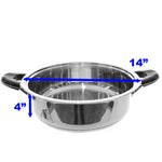 Low Pot 12Qt Stainless Steel Encapsulated bottom Glass Lid Cooker Casserole Cazuela Arrocera