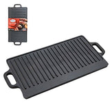 Cast Iron 20" Reversible Griddle Flat & Ridged BBQ Grill Burner Kitchen New