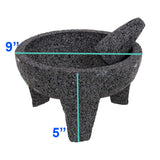 New Molcajete 9” Mortar & Pestle Salsera Salsa Guacamole Tejolote Lavastone Aztec Mayan Toltec Volcanic Rock Ancient Traditional Pre-Hispanic Antique Grinding Stone Metlapil Bowl…