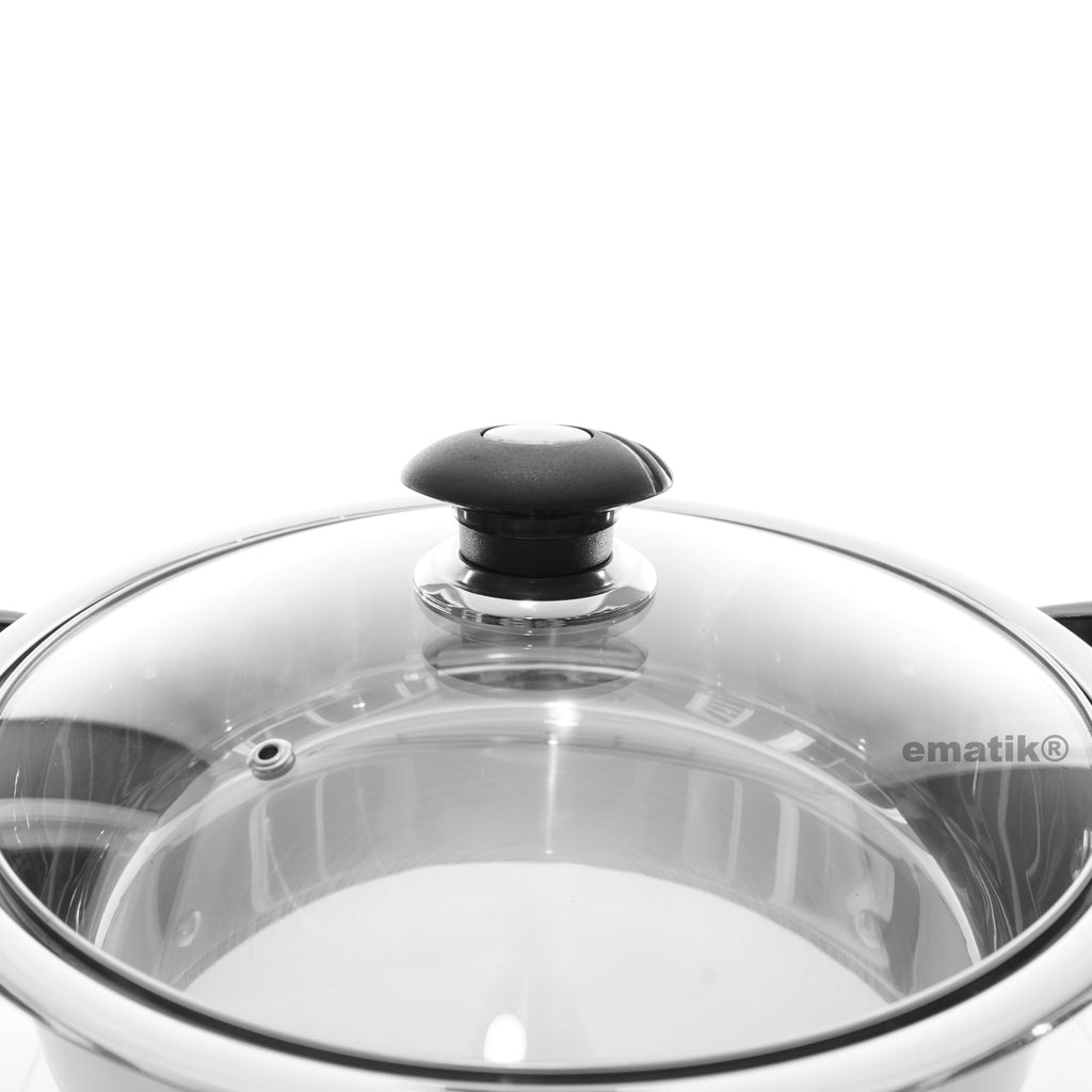 Low Pot 6Qt Stainless Steel Encapsulated bottom Glass Lid Rice