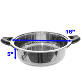 Low Pot 16Qt Stainless Steel Encapsulated bottom Glass Lid Rice Cooker Casserole Cazuela Arrocera
