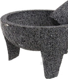 Molcajete 10” Mortar & Pestle with free Root Brush, Salsera Salsa Guacamole Tejolote Lavastone Aztec Mayan Toltec Volcanic Rock Ancient Traditional Pre-Hispanic Antique Grinding Stone Metlapil Bowl
