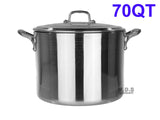 Stock Pot 70-Qt Heavy Duty 4mm Professional (1200) Aluminum Grade Extra-thick Reinforced Rim and Bottom Commercial Restaurant Pot